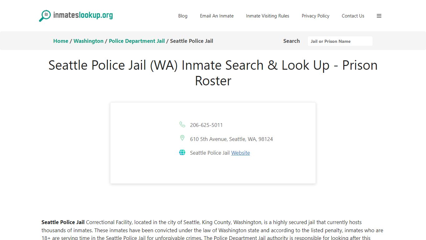 Seattle Police Jail (WA) Inmate Search & Look Up - Prison Roster